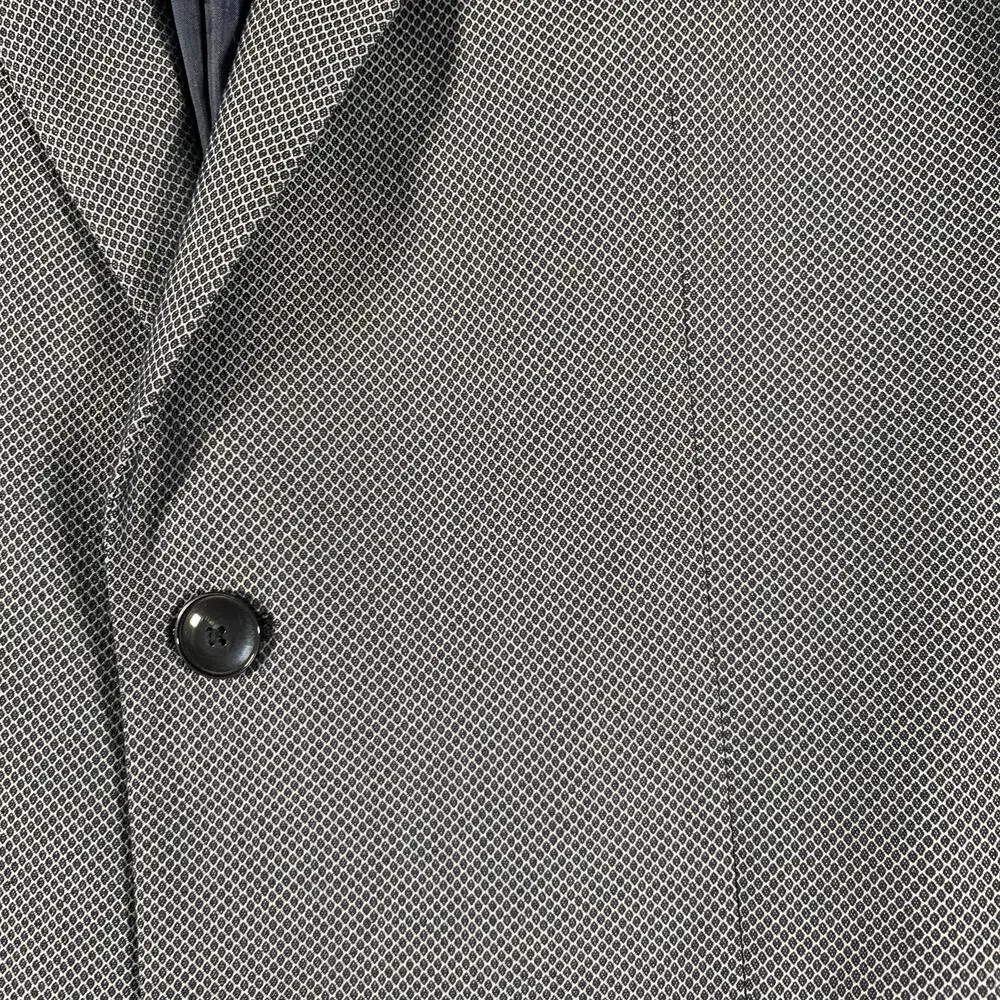 Zara Man Suit Jacket Mens 42 Blue Geometric Slim Fit 2 Button Blazer Notch Lapel